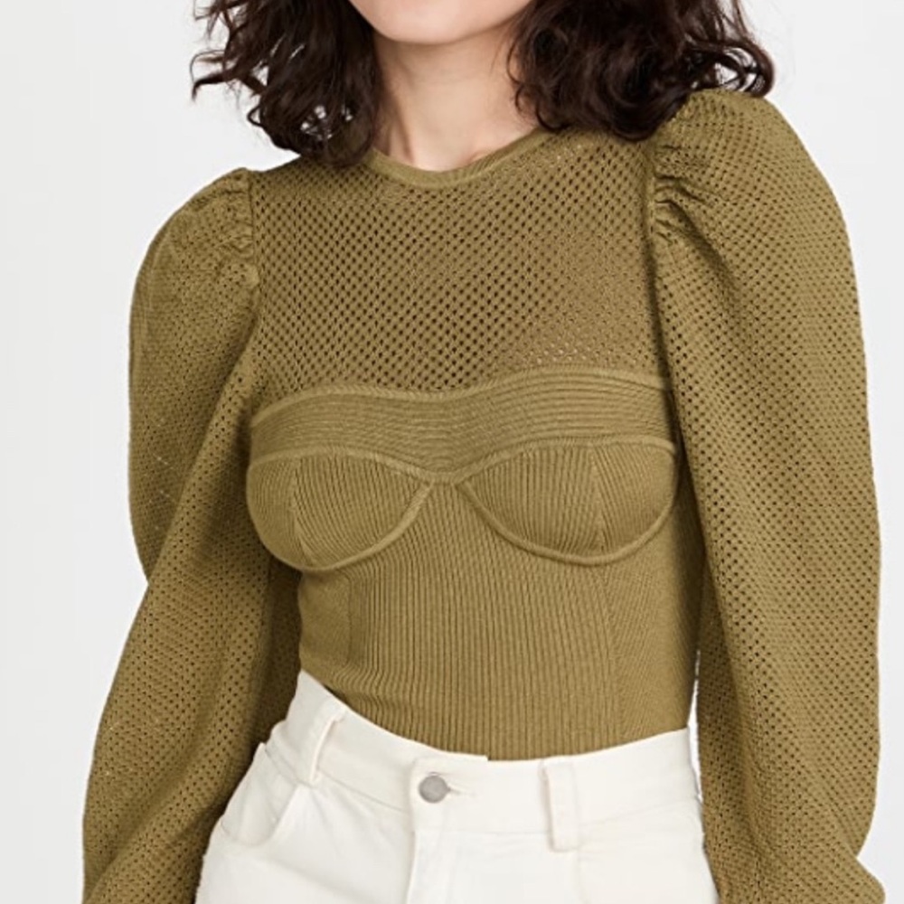 Ulla Johnson Emma Pointelle Knit Top in Olive